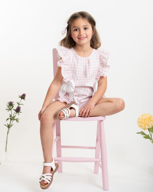 Caramelo Gingham Bow Playsuit