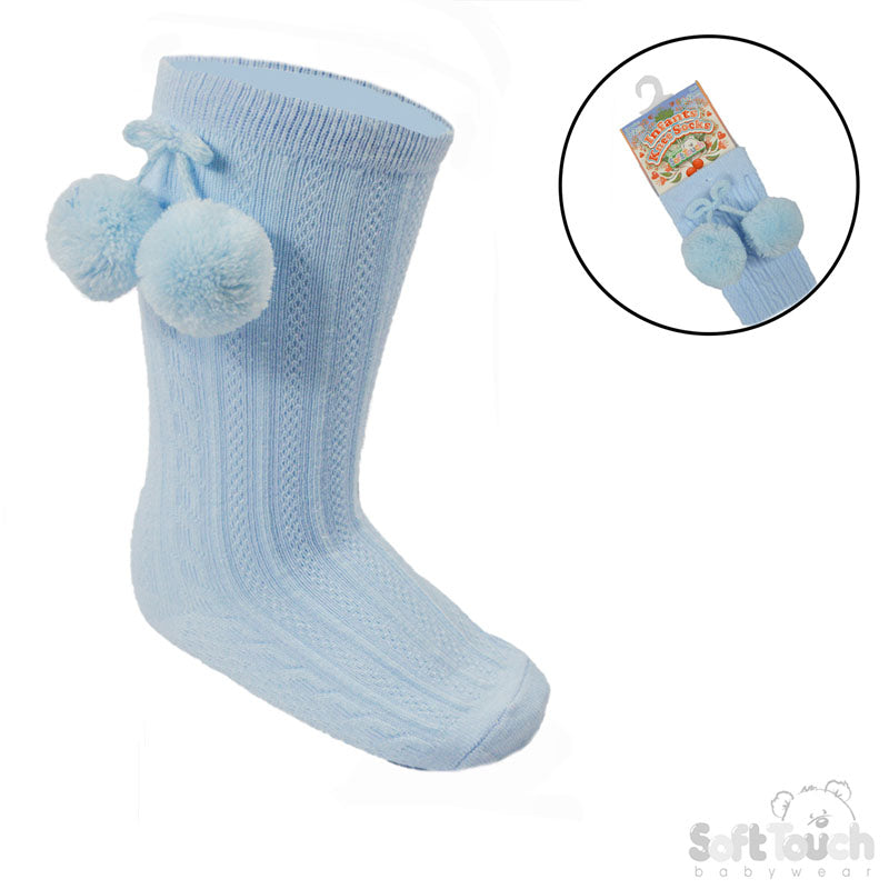 Baby Blue Pom Pom Sock