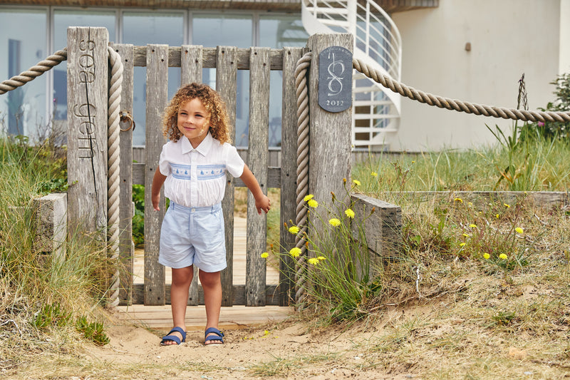 Caramelo Smocked Boat Short Set