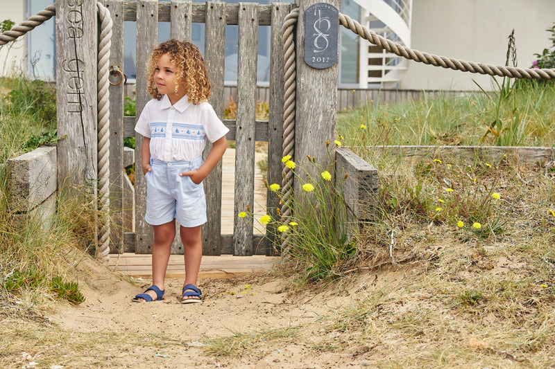 Caramelo Smocked Boat Short Set