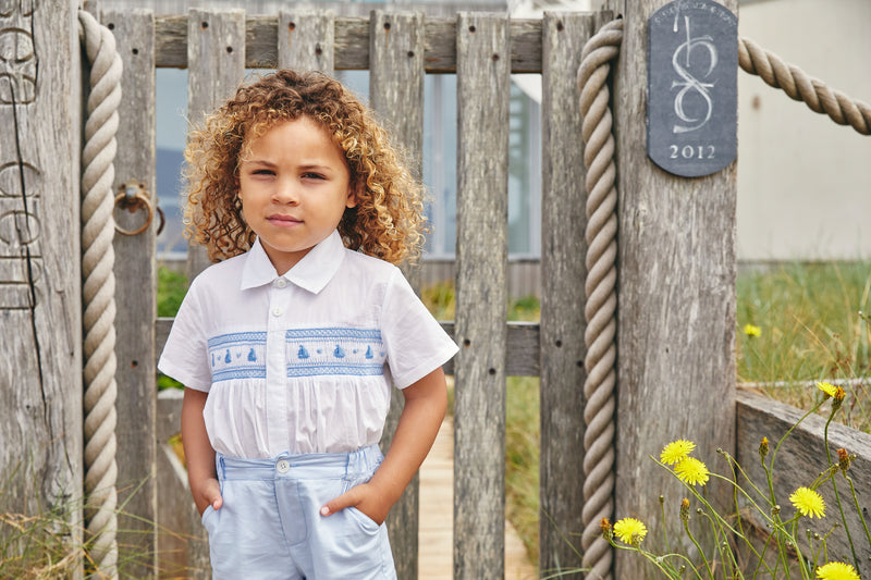 Caramelo Smocked Boat Short Set