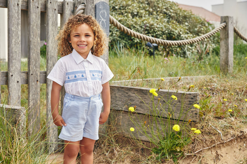 Caramelo Smocked Boat Short Set
