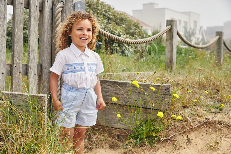 Caramelo Smocked Boat Short Set