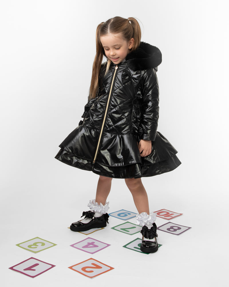 Caramelo Quilted Coat With Bow