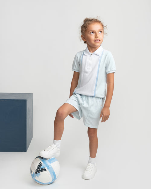 Caramelo Contrast Zip Polo Short Set