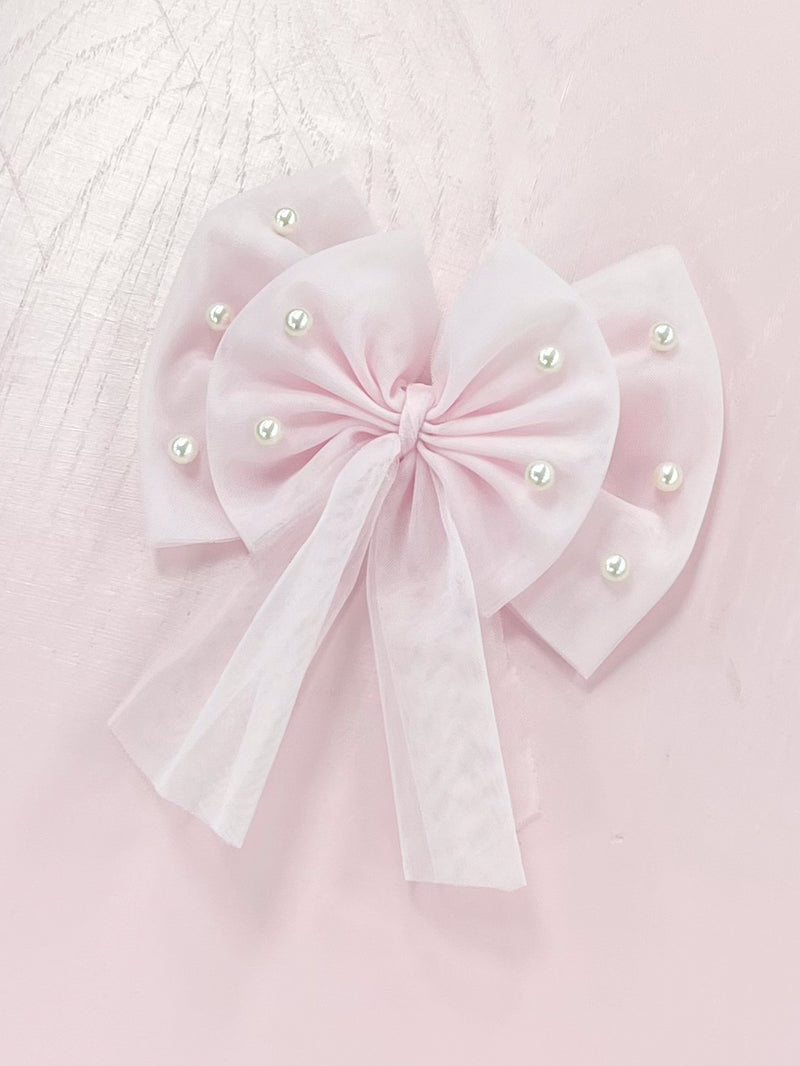 Caramelo Pearl Hair Bow with Alligator Clip