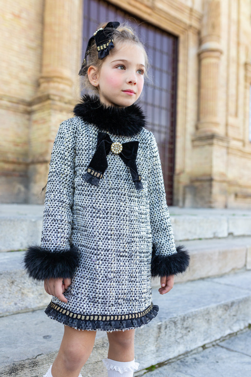 Naxos AW24 Girls Chanel Black Tweed Dress