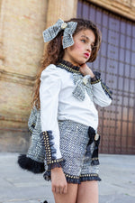 Naxos AW24 Girls Chanel Black Tweed Short Set