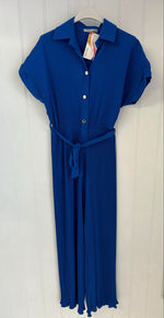 Lola Royal Blue Pleated Wide Leg Jumpsuit