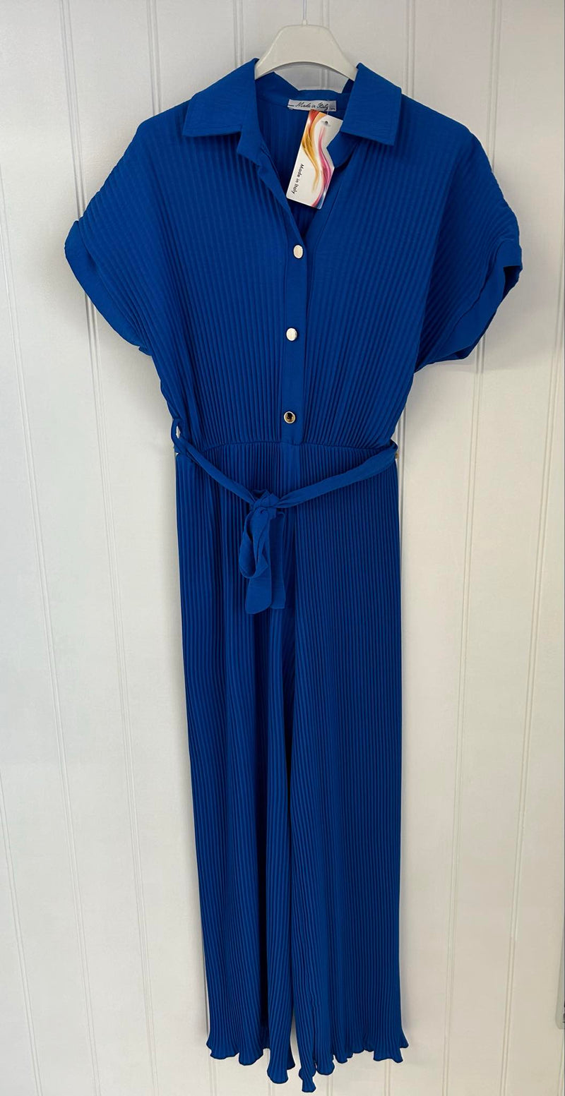 Lola Royal Blue Pleated Wide Leg Jumpsuit