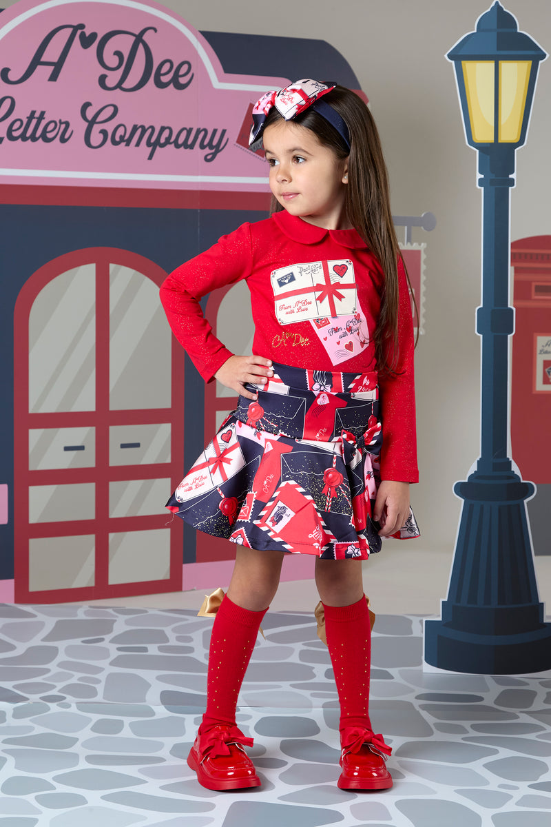 A Dee AW24 Envelope Print Skirt Set