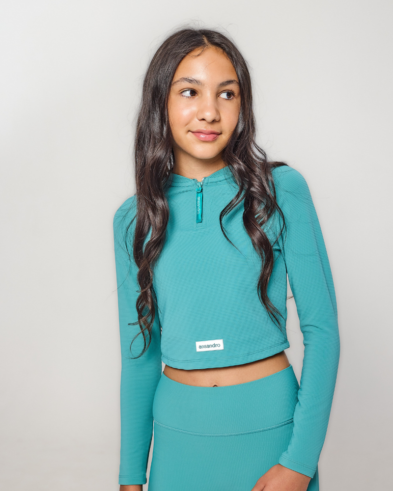 Ansandro Midnight Teal 1/4 zip and legging outwerwear
