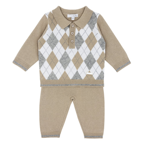 Blues Baby Knitted Argyle 2 Piece Set