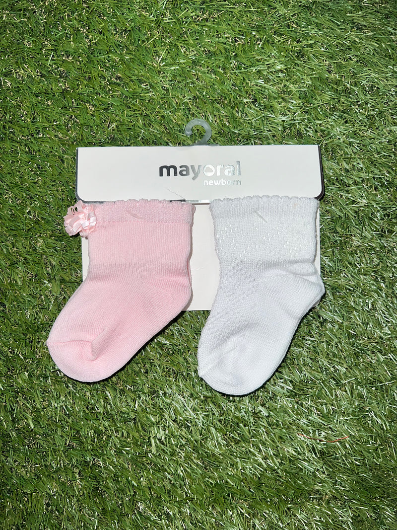 Mayoral Two Pack White/Pink Sock