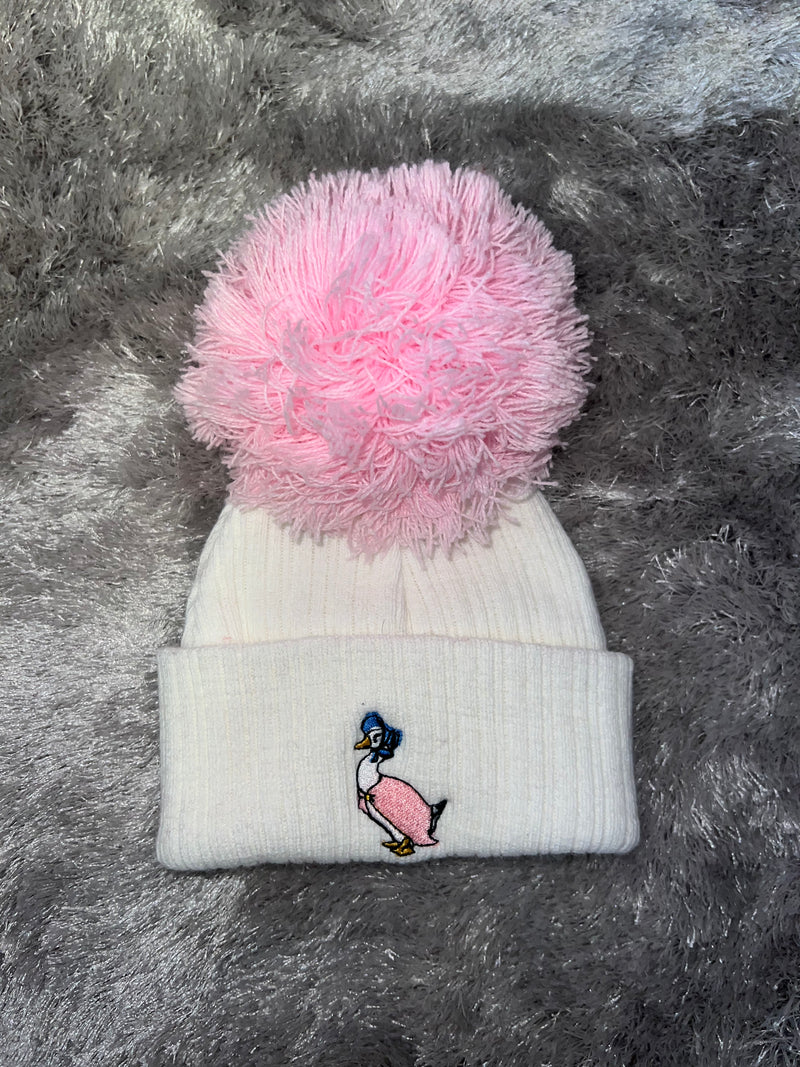 Jemima Pom Pom Hat White