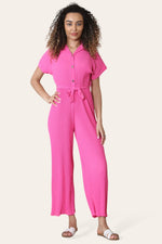 Lola Cerise Pleated Wide Leg Jumpsuit