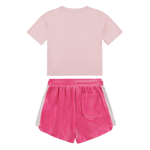 Juicy Couture Diamante Oversized Tee and Runner Short Set