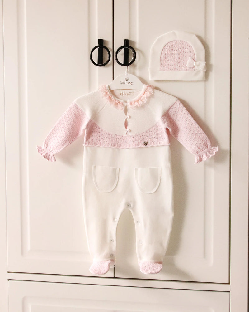 Leo King Knitted Baby Grow & Hat