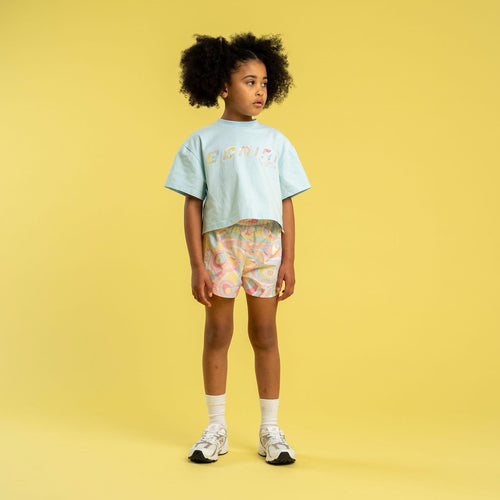 Bonini Cropped Logo T-Shirt  Blue