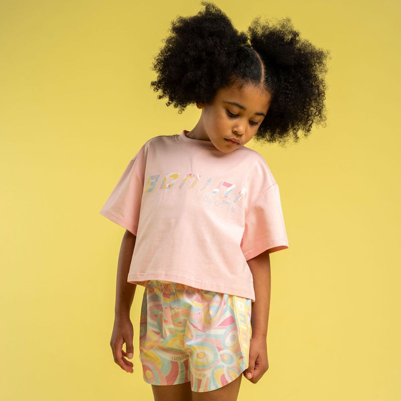 Bonini Cropped Logo T-Shirt Pink