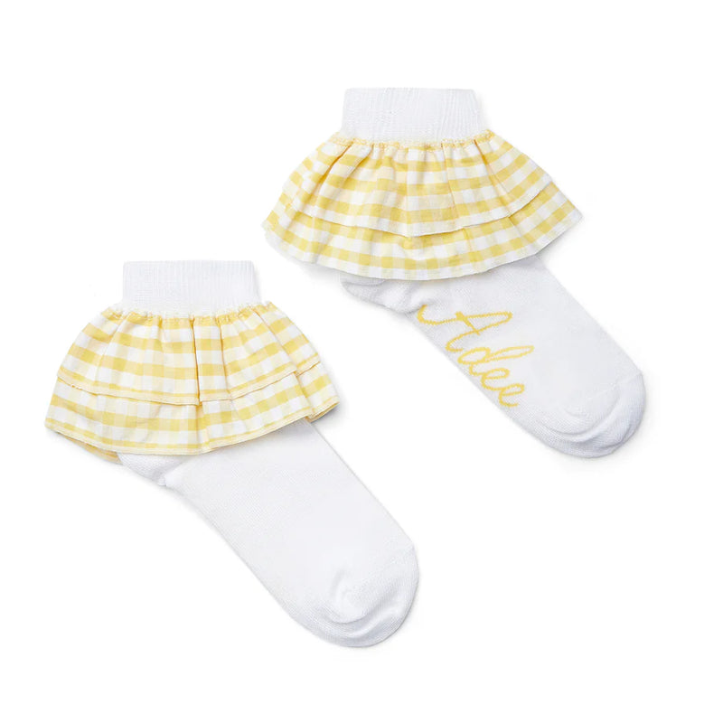 A Dee Check Frill Ankle Sock