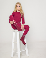ansandro cherry set ribbed leggings and long sleeve teen girl set 