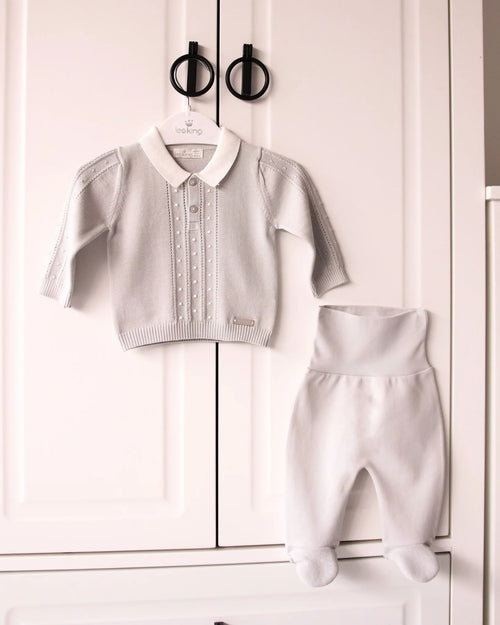 baby knit grey boys set 