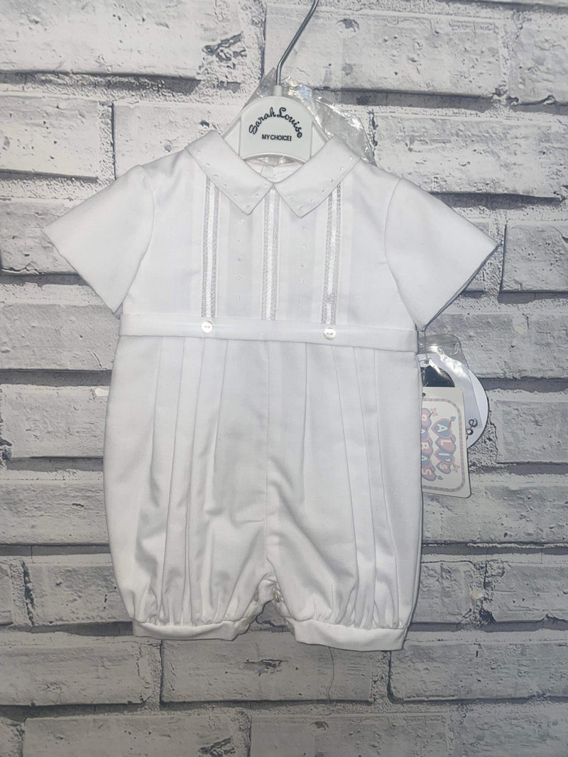 Sarah Louise Boys White Romper & Hat 002209