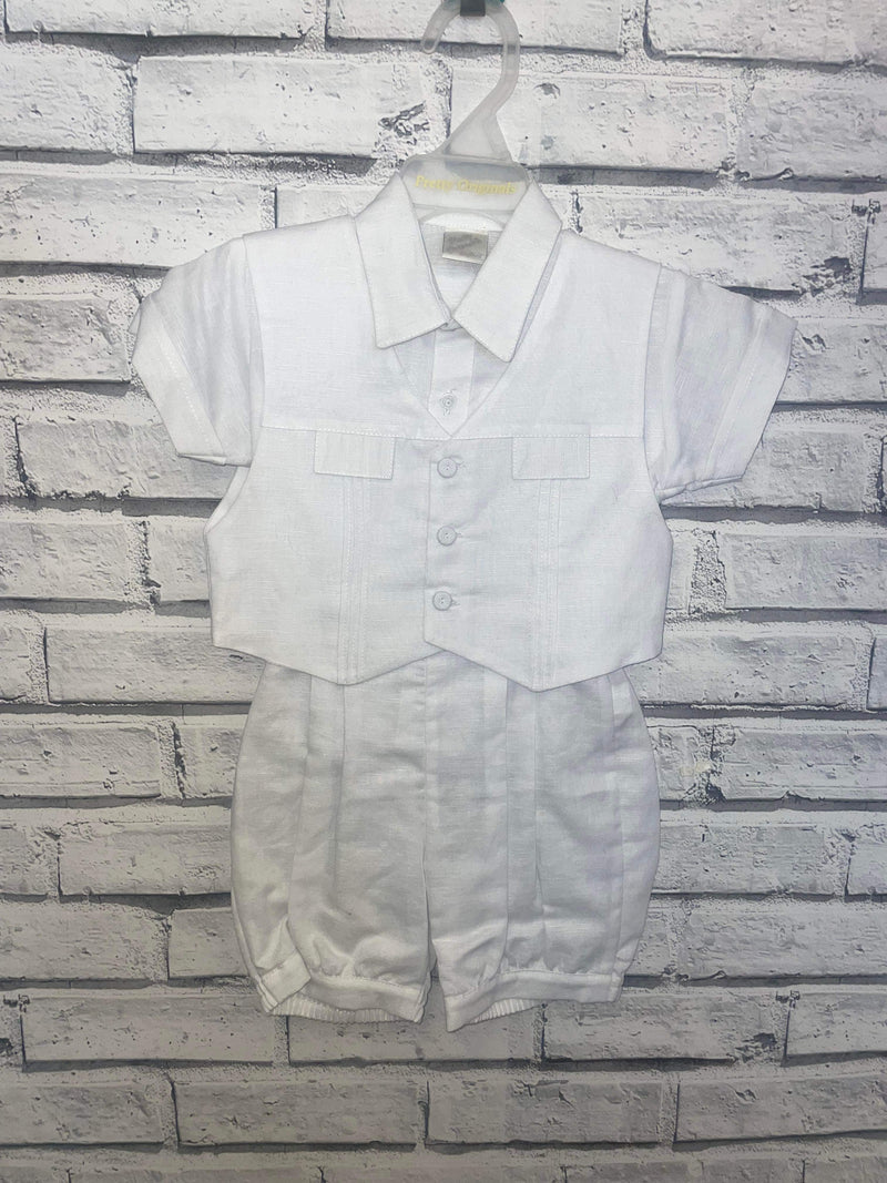 Pretty Originals White Christening Suit & Waistcoat DL07805