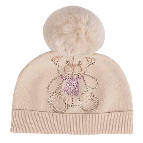A Dee AW24 Knitted Pom Pom Teddy Hat