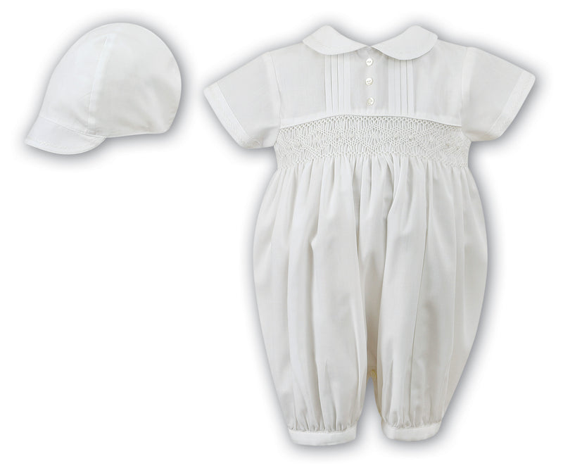 Sarah Louise SS17 Ivory romper and cap 002200