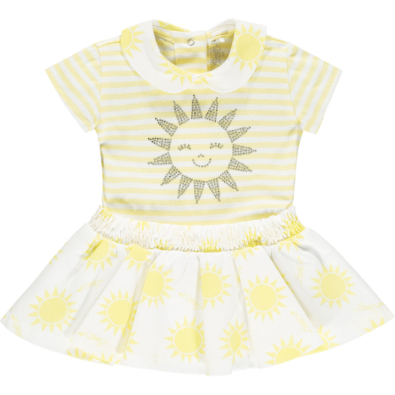 Little A SS21 Stripe Sunshine Dress Lemon Kara LS21714 **