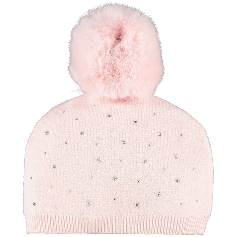 Little A AW21 Sparkle Pom Pom Knitted Hat Baby Pink LW21907