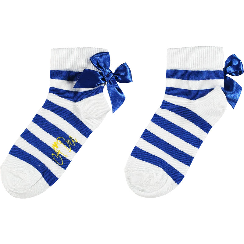 A Dee SS21 Stripe Bow Ankle Sock Strong Blue Libby S211903 **