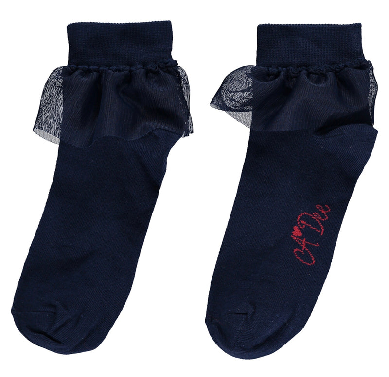 A Dee AW21 Frill Ankle Sock Blue Navy W212910 **