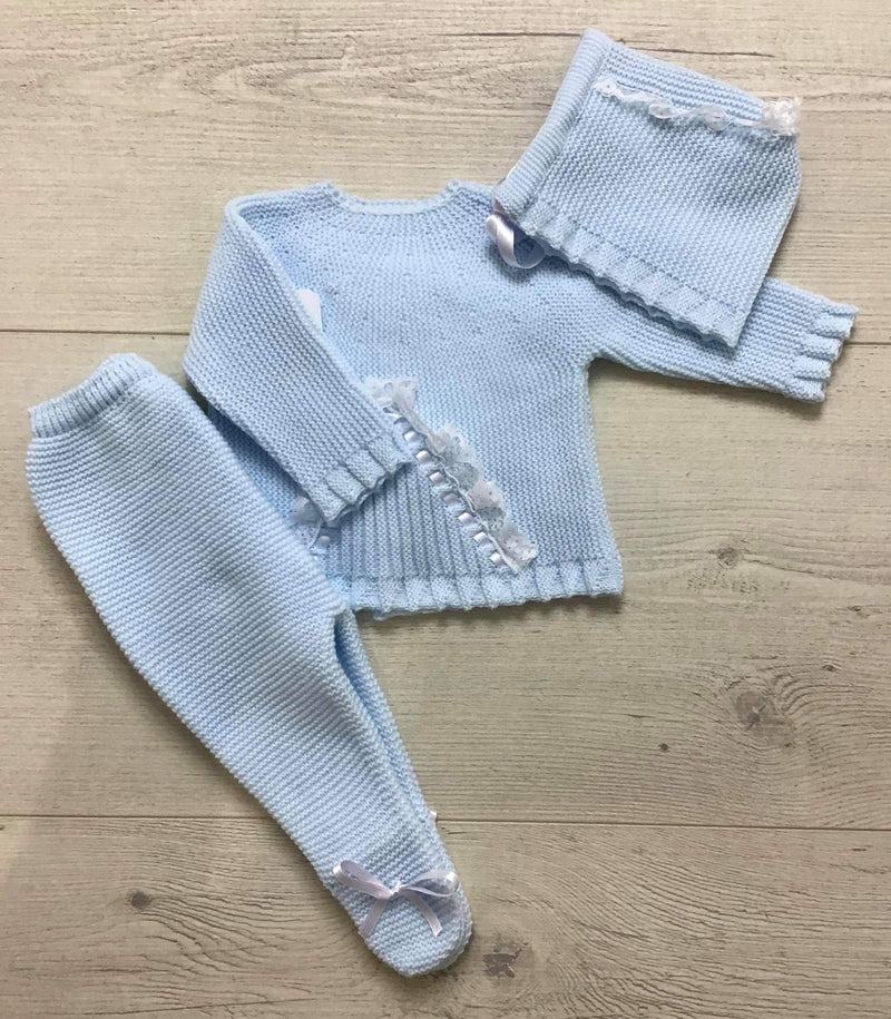 Gavidia AW22 Baby 3 Piece Knit Set Blue 7220