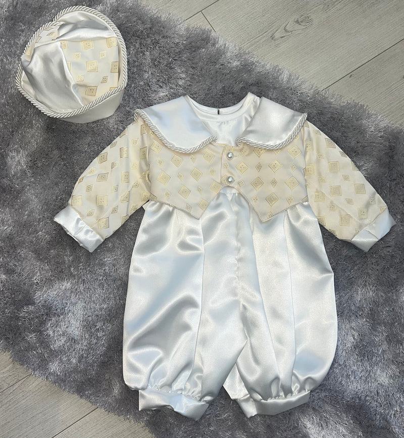 Tara Lee Boys Christening Romper Ivory 535D *