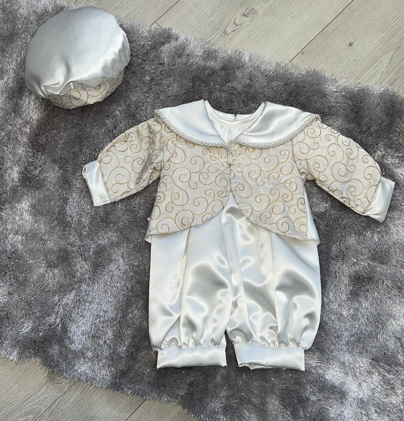 Tara Lee Boys Christening Romper Ivory 5013 *