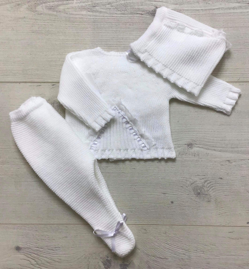 Gavidia AW22 Baby 3 Piece Knit Set White 7220